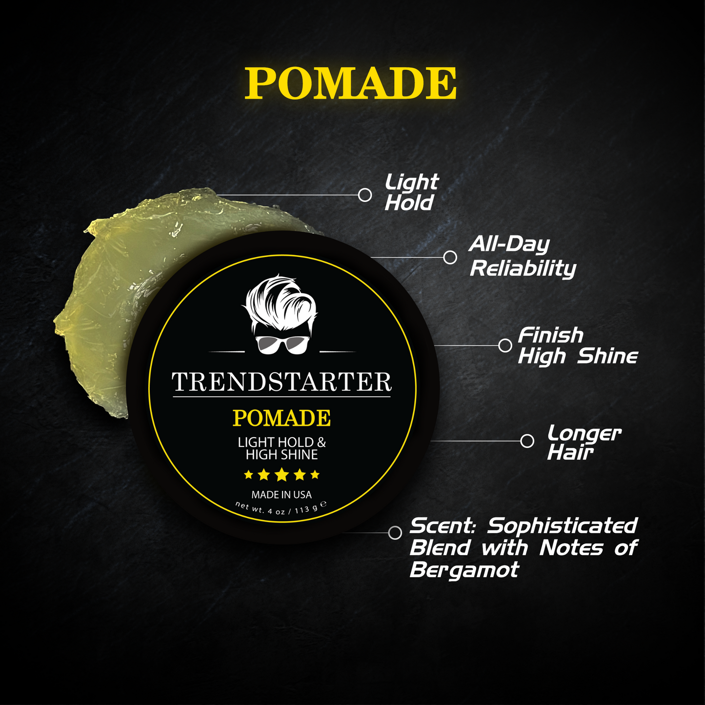 TRENDSTARTER - POMADE - Light Hold - High Shine (4oz)